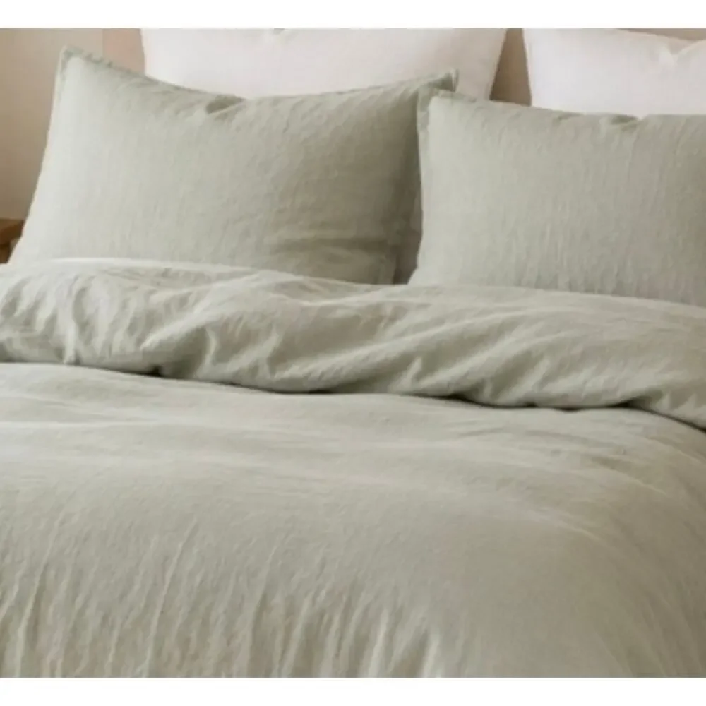 NWOT Quince 100% European Flax Linen Duvet Cover Set King Cal King 2 Shams Sage